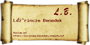 Lőrincze Benedek névjegykártya